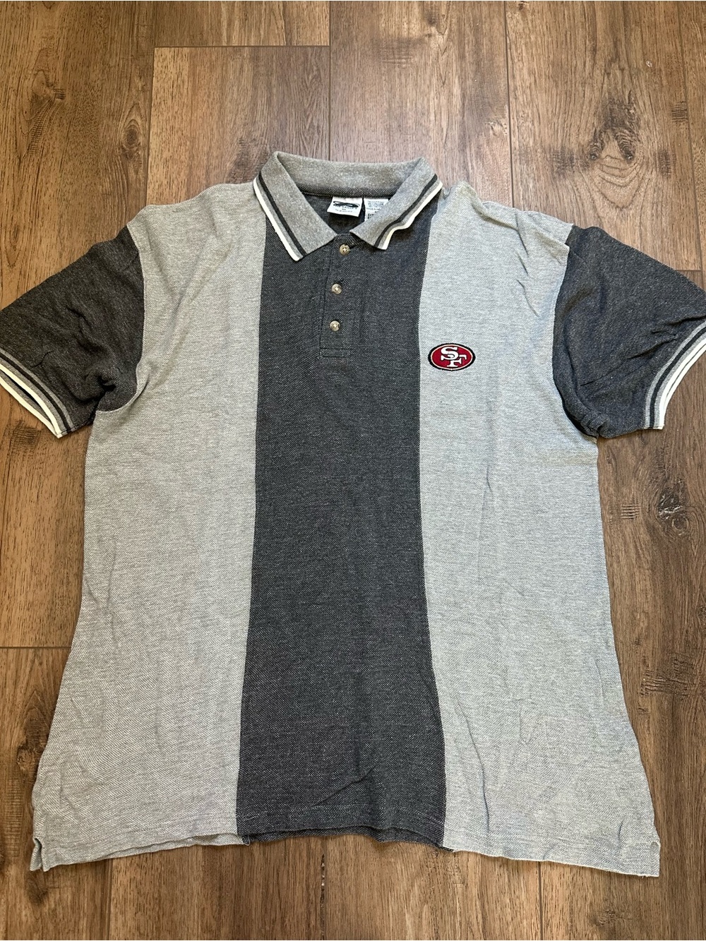Vintage SF 49ers Polo Shirt, 90's, Football, Niners, Textured Cotton Viscose, XL